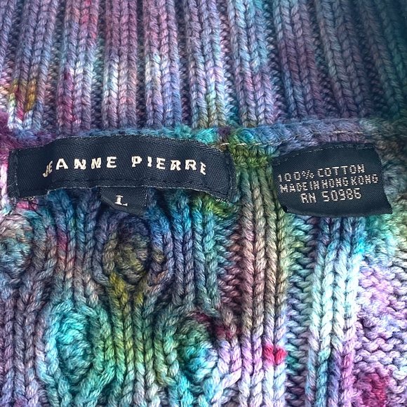 Jeanne Pierre V-Neck Knit Sweater One of a Kind Hand Tie Dyed Large - Picture 9 of 10